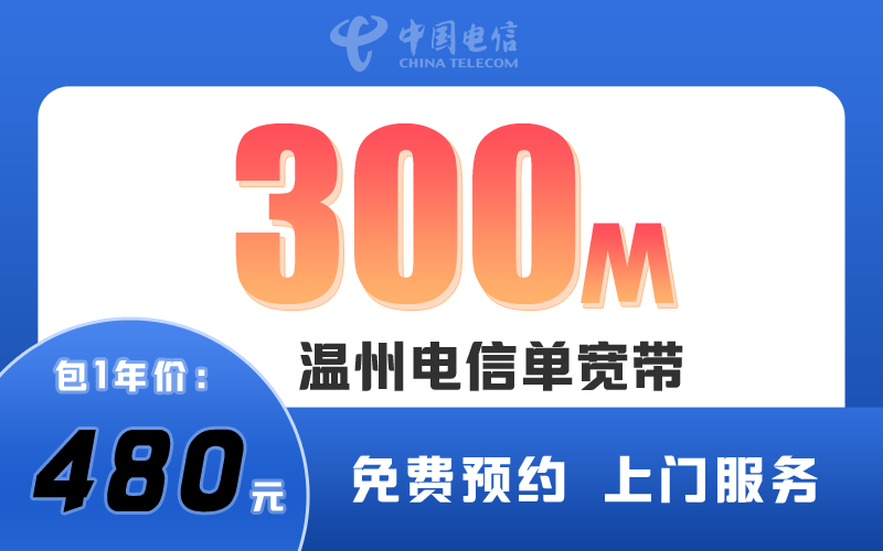 温州市电信宽带300M包1年480元